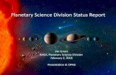 Planetary Science Division Status Report · of the most influential moments of 2015 • The Pluto mission won the popular vote in Science Magazine’s list of the biggest science