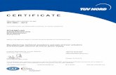 SCHUMO AG 9001 Inglese · TÜV NORD CERT GmbH Langemarckstraße 20 45141 Essen applies a management system in line with the above standard for the following scope Manufacturing, technical