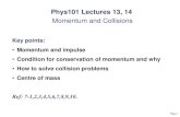Phys101 Lectures 13, 14 - SFU.camxchen/phys1011101/Lecture13B.pdfPhys101 Lectures 13, 14 Momentum and Collisions Key points: •Momentum and impulse •Condition for conservation of