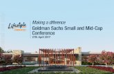Making a difference For personal use only Goldman Sachs ... · Our story James Kelly, Dael Perlov and Bruce Carter develop business plan Development of first community at Brookfield.