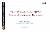 The NASA/NExScI/IPAC Star and Exoplanet Database · 5/13/2009  · •Planetary Mass •Orbital Parameters •Temperature Luminosity •Radius •Mass •LSR Space Motion •Habitable