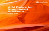AIM Rules for Nominated Advisers - London Stock Exchange...Qualified Executives transfers from an existing nominated adviser). The requirement to practise corporate finance means that