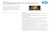 New HP EliteBook 840 G6 Notebook PC - CNET Content Solutions · 2020. 6. 19. · HP Smar t 65 W External AC power adapter; HP Smar t 65 W USB Ty pe- C™ adapter; HP Smar t 45 W External