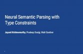 Type Constraints Neural Semantic Parsing withLexicalized Grammars for Semantic Parsing 3 [Zettlemoyer and Collins 2005] [Liang et al., 2011] [Krishnamurthy and Mitchell, 2012] [Kwiatkowski