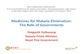 for Malaria Elimination: Role of Governments · Medicines for Malaria Elimination: The Role of Governments YongyuthYuthavong Deputy Prime Minister, Royal Thai Government MMV Stakeholders