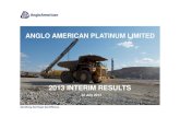 2013 INTERIM RESULTS/media/Files/A/... · 2015. 1. 12. · 1H 2009 1H 2010 1H 2011 1H 2012 1H 2013 Million ounces Refined platinum production - 1H Refined platinum production - 2H