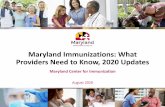 Maryland Immunizations: What Providers Need to Know, 2020 ... · What is the Maryland Center for Immunization doing to promote flu vaccination during the COVID-19 pandemic? •Increasing