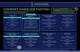 New cooper’s hawk lux tasting · 2017. 9. 27. · FOOD Lobster or crab, mesquite chicken, veal, rich sauces cooper’s hawk lux chardonnay (shar-doh-nay) NOSE Intense Moscato-like