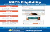 MIPS Eligibility - 4 Steps · 4 Easy Steps to Find Out if You’re MIPS Eligible Step 1 Step 2 Step 3 Step 4 Go to the QPP website: qpp.cms.gov Click on the MIPS drop-down menu Click