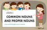 LESSON 3 COMMON NOUNS AND PROPER NOUNS · 2020. 9. 12. · Common nouns –are names of any person, place, or thing. - It is never capitalized unless it’s at the beginning of a