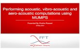 Performing acoustic, vibro-acoustic and aero-acoustic ...mumps.enseeiht.fr/doc/ud_2013/slides_rosseel.pdf · Pardiso MKL MUMPS UMFPACK IN-CORE 47.3 52.2 76.9 Pardiso MKL MUMPS Peak