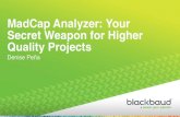 New MadCap Analyzer: Your Secret Weapon for Higher Quality … · 2015. 10. 15. · Secret Weapon for Higher Quality Projects . INTRODUCTIONS . Hi! I’m Denise Peña, Technical Writer