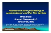 Draft 020210 PW10 picosecond laser ... - Summit Photonicssummitphotonics.com/yahoo_site_admin/assets/docs/... · Silicon Micromachining – Lumera Hyper-Rapid S SPIE SPIE 7585 7585-16