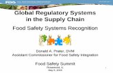 Global Regulatory Systems in the Supply Chain · 2018. 5. 16. · Global Regulatory Systems in the Supply Chain Food Safety Systems Recognition Donald A. Prater, DVM Assistant Commissioner