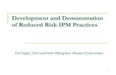 Development and Demonstration of Reduced Risk IPM Practices · 2014 Study – Western Exterminator & Orkin Small scale study in two neighborhoods with drainage into the Salt Creek
