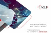 New Presentation to analysts COMBINED MOTOR HOLDINGS LIMITED · 2020. 6. 23. · CMH SHARES TRADED Years ended 28 February 2020 2019 2018 2017 2016 Volume of shares traded ('000)