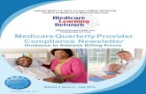 edicare uarterl Provider ompliance Newsletter · Medicare Quarterly Provider Compliance Newsletter–Volume 4 Issue 4 - July 2014 . III. Introduction. The Medicare Fee-For-Service