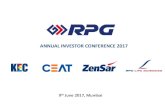ANNUAL INVESTOR CONFERENCE 2017 - rpggroup.com...Mar-16 Mar-17 Revenue Order Book 93 160 39 464 Mar-16 Mar-17 Revenue Order Book Rs crs Rs crs. ... more savings. 2 Strong Brand 23