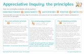 Appreciative Inquiry: the principles - Appreciating People€¦ · Appreciative Inquiry is the cousin of positive psychology. The poetic principle What we focus on grows We make sense