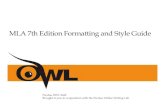 New MLA Formatting and Style Guide PowerPoint Presentation · 2018. 9. 4. · Purdue OWL Staff Brought to you in cooperation with the Purdue Online Writing Lab. ... • The 2009 updates