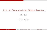 Unit 3: Rotational and Orbital Motion€¦ · Mr. Cali Unit 3: Rotational and Orbital Motion Honors Physics 6 / 26. Angular Motion Angular Kinematics Relating Translational and Angular