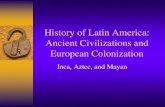 Ancient Civilizations of Latin America · “God, Gold, and Glory” were motivations Diseases brought by the Europeans wiped out many of the indigenous Intermixing common – European