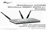 WebShare 243WM Wireless MIMO ADSL2+ Router...Atlantis Land WebShare 243WM Wireless MIMO ADSL2+ Router, CD-Rom contenente il manuale e la guida interattiva, Guida di Quick Start, cavo