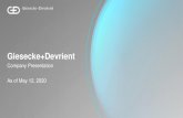 Giesecke+Devrient · G+D Company Presentation 12.05.2020 Trusted offering along the whole lifecycle of identification Identities Safeguarding personal identities and authentication