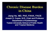 Chronic Disease Burden in China Jiang He 011911 · Causes of Death in Women 268.5 242.3 214.1 45.9 35.3 0 50 100 150 200 250 300 Heart disease Stroke Cancer Pneumonia & influenza