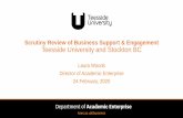 Scrutiny Review of Business Support & Engagement Teesside ... · •Well established CRM system •Customer First accreditation and standards •Outside the University: •Working