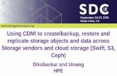 Using CDMI to create/backup, restore and replicate storage ......the storage it also provides the ability to access the data in the storage. • CDMI supports Block, File and Object