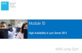 Module 10download.microsoft.com/download/C/5/3/C5374365-A8A7-4351...Module 10 High Availability in Lync Server 2013 Module Overview •High Availability in Lync Server 2013 •Configuring