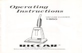 vacuum 1950 - Riccarmedia.riccar.com/manuals/1950-Owners-Manual.pdfVACUUM CLEANER 1950 RICCAR ' 'The Clean Air System N" B. tom this unit. INDEX . PART IDENTIFICATIONS . HOW TO ASSEMBLE/"0w