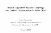 Japan’s support to realize “Leapfrog” · ★ Deploying Japan‘s advanced low-carbon technologies in Asia-Pacific region, in cooperation assistance agencies including JICA and