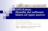 GNU/Linux: filosofia del software libero ed open source · GNU/Linux è un enorme insieme di programmi liberi, di varia natura, con diverse utilità Molte persone, ed anche aziende,