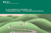 A Leaders Guide 'Always-On' Transformation · Companies need to inspire through purpose, sustain employees’ energy, build pivotal capabilities, establish an agile culture, instill