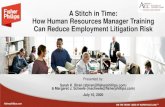 A Stitch in Time: How Human Resources Manager Training …...Jul 10, 2020  · COVID-19 and Job Interviews •Virtual interviews –phone or Zoom if possible •Prepare hiring managers