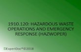 1910.120: HAZARDOUS WASTE OPERATIONS AND EMERGENCY ... · Response Standard (HAZWOPER) requires affected employers to develop a safety and health program and a site specific safety