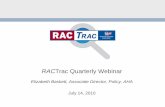 RACTrac Quarterly Webinar€¦ · RACTrac Quarterly Webinar Elizabeth Baskett, Associate Director, Policy, AHA July 14, 2010