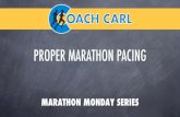 PROPER MARATHON PACING · marathon monday men’s winner (1st half) men’s winner (2nd half) difference berlin chicago london new york tokyo 1:01:53 1:02:07 0.38% 1:05:13 1:04:12