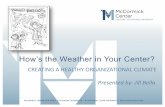 How’s the Weather in Your Center? · How’s the Weather in Your Center? CREATING A HEALTHY ORGANIZATIONAL CLIMATE Presented by: Jill Bella. Objectives Understand organizational