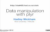 utah Data manipulation with plyr - Hadley Wickhamstat405.had.co.nz/utah/plyr.pdf · 2012. 11. 12. · 9 Abbie 16622 10 Abbigail 6800 Monday, November 12, 12. Your turn In groups,