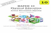 MAPEH 10 Physical Education4. Active recreation are those activities that requires the use of special facilities, courses, fields, equipment. 5. Reading is an example of active recreational