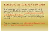 Ephesians 1:9-10 & Rev 5:10 NASB · Ephesians 1:9-10 & Rev 5:10 NASB He (God) made known to us the mystery of His will, according to His kind intention which He purposed in Him (Christ)