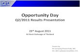 Opportunity Day - ThairungOpportunity Day Q2/2011 Results Presentation 23rd August 2011 At Stock Exchange of Thailand Present by: Mr. Sompong Phaoenchoke, MD. Mr. Likhit Laobawornseadthee,