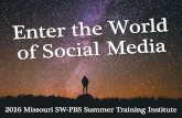 2016 Missouri SW-PBS Summer Training Institute · Learning to Tweet, Tweeting to Learn Professional Development Stakeholder Communication Social Media Platforms Strategies that Support