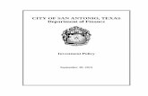 CITY OF SAN ANTONIO, TEXASmedia.bizj.us/...of-san-antonio-investment-policy.pdf · Officers may vary from City of San Antonio Pay Plan titles). During the year, periodic review of