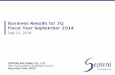 Business Results for 3Q Fiscal Year September 2014...The Media Content Business posted an increase in operating loss. - Sales were up 20.7% and operating income was up 24.9% year on