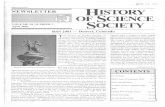 R NEWSLETTER HISTORY ~~ OF SCIENCE · 2015. 1. 21. · R ISSN 0739-4934 NEWSLETTER HISTORY ~~ OF SCIENCE VOLUME 30 NUMBER 2 SOCIETY April 2001 HSS 2001 - Denver, Colorado The History
