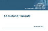 Secretariat Update - Global Research Alliance · 2018. 2. 21. · Secretariat • Communications to promoting achievements and frame the profile of the GRA. – Website update –next